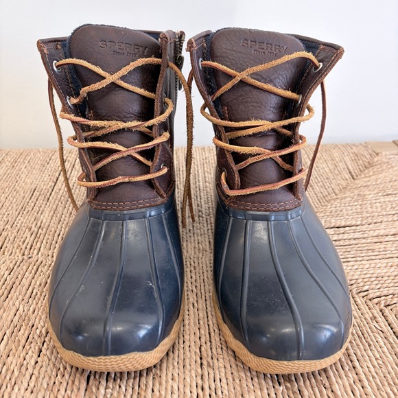 Sperry Topsider Boots Saltwater Duck Boots Women Size 9 Winter Rain Leather - Picture 2 of 9
